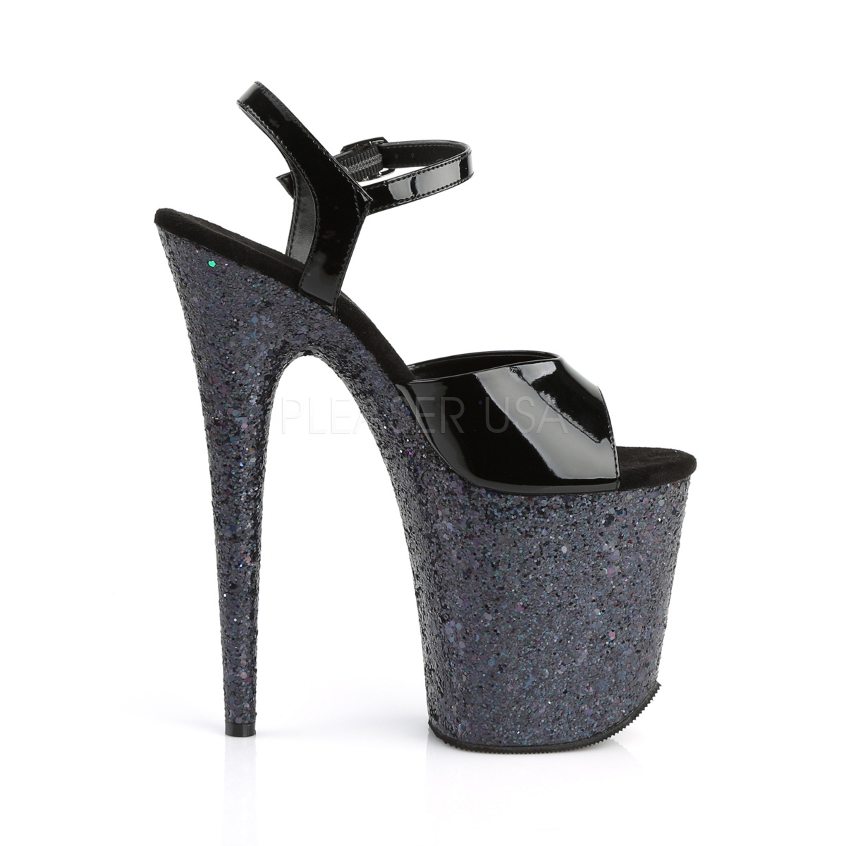 Noir paillettes 20 cm Pleaser FLAMINGO809LG chaussure à talons de pole dance