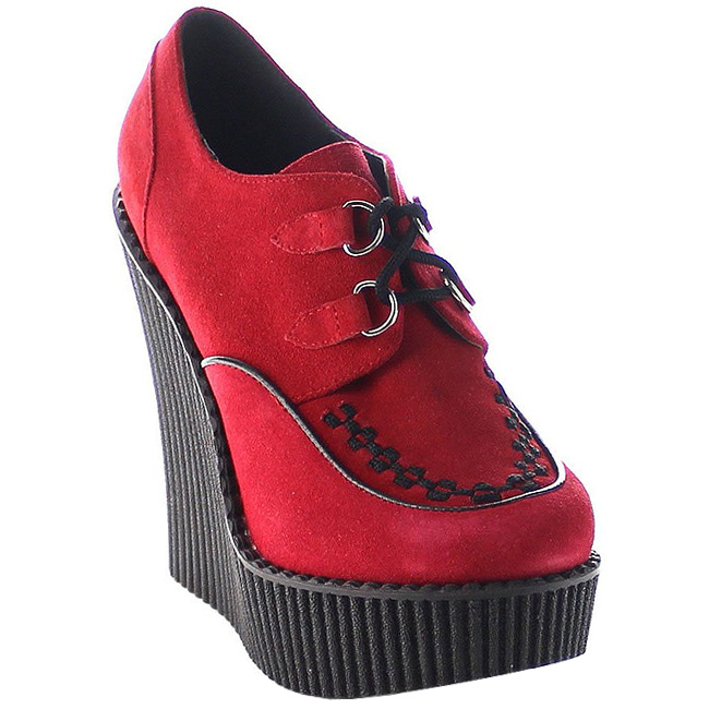 Rouge Similicuir CREEPER-302 chaussures creepers ...