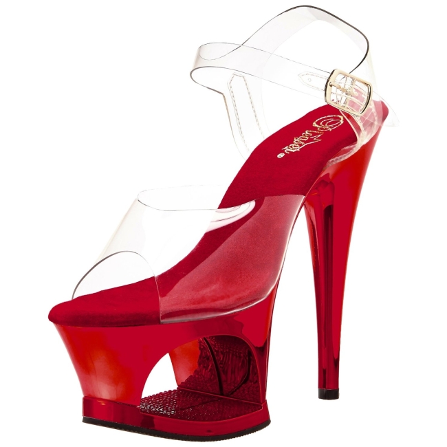 Rouge Transparent 18 cm MOON-708DMCH Plateforme Haut Talon
