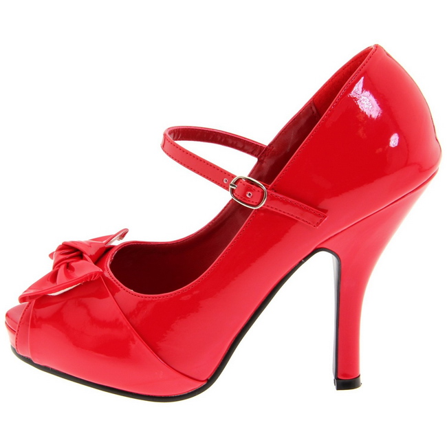 Rouge Verni 12 cm retro vintage CUTIEPIE 08 Escarpin Bout Ouvert