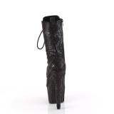 1040SPF - 18 cm bottine talon haut femme pleaser motif serpent noires