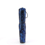 1040SPF - 20 cm bottine talon haut femme pleaser motif serpent bleues
