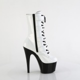 1046TT - 18 cm plateforme bottines talons aiguilles vernis blanc