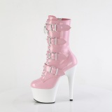 1046TT - 18 cm plateforme bottines talons aiguilles vernis rose