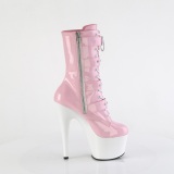 1046TT - 18 cm plateforme bottines talons aiguilles vernis rose