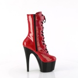 1046TT - 18 cm plateforme bottines talons aiguilles vernis rouges