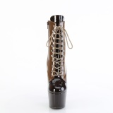ADORE-1020DC - 18 cm plateforme bottine haut talon verni coffee