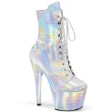 ADORE-1020HG-C - 18 cm bottine talon haut femme pleaser hologramme argent