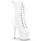 ADORE-1040WRHG - 18 cm plateforme bottines talons aiguilles hologramme blanc