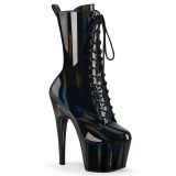 ADORE-1040WRHG - 18 cm plateforme bottines talons aiguilles hologramme noires