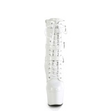 ADORE-1043 - 18 cm plateforme bottines talons aiguilles vernis blanc