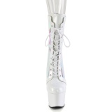 ADORE-1047 - 18 cm plateforme bottines talons aiguilles vernis blanc