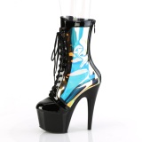 ADORE-1047 - 18 cm plateforme bottines talons aiguilles vernis noires