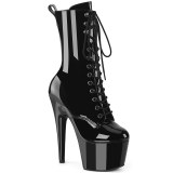 ADORE-1049WR - 18 cm plateforme bottines talons aiguilles vernis noires