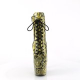 ADORE - 18 cm bottine talon haut femme pleaser motif serpent jaune