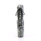 ADORE - 18 cm bottine talon haut femme pleaser motif serpent noires