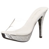 Argent 11,5 cm ELEGANT-401 Pierre strass plateforme mules femme