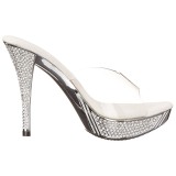 Argent 11,5 cm ELEGANT-401 Pierre strass plateforme mules femme