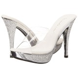 Argent 11,5 cm ELEGANT-401 Pierre strass plateforme mules femme