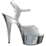 Argent 15 cm Pleaser DELIGHT-609G Chrome Plateforme Talons Hauts