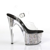 Argent 18 cm ADORE-708CG etincelle talons avec plateforme