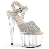Argent 18 cm ADORE-708N-RS chaussures  talons plateforme strass