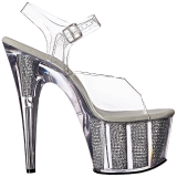 Argent 18 cm ADORE-708SRS Plateforme Strass Sandales Femmes