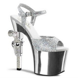 Argent 18 cm Pleaser REVOLVER-709G Talons Aiguilles Chrome Plateforme