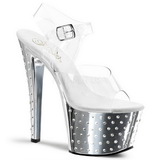 Argent 18 cm Pleaser STARDUST-708 Talons Aiguilles Chrome Plateforme