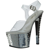 Argent 18 cm Pleaser STARDUST-708 Talons Aiguilles Chrome Plateforme