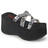 Argent 9 cm DEMONIA FUNN-19 mules plateforme de gothic