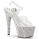 Argent Cristal Pierre 18 cm BEJEWELED-708MS Chaussures Plateau Talon Haut