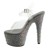 Argent Cristal Pierre 18 cm BEJEWELED-708MS Chaussures Plateau Talon Haut