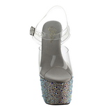 Argent Cristal Pierre 18 cm BEJEWELED-708MS Chaussures Plateau Talon Haut