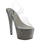 Argent Cristal Pierre 18 cm BEJEWELED-708MS Chaussures Plateau Talon Haut