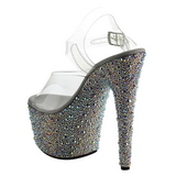 Argent Cristal Pierre 18 cm BEJEWELED-708MS Chaussures Plateau Talon Haut