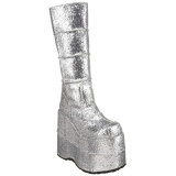 Argent Glitter 18 cm STACK-301G bottes demonia - bottes de cyberpunk unisex