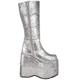 Argent Glitter 18 cm STACK-301G bottes demonia - bottes de cyberpunk unisex