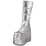 Argent Glitter 18 cm STACK-301G bottes demonia - bottes de cyberpunk unisex