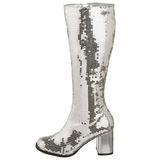 Argent Paillettes 8 cm SPECTACUL disco bottes  talon carr annes 70