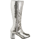 Argent Paillettes 8 cm SPECTACUL disco bottes  talon carr annes 70