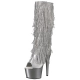 Argent Strass 18 cm ADORE-2024RSF bottes a frangees pour femmes a talon