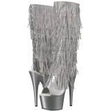 Argent Strass 18 cm ADORE-2024RSF bottes a frangees pour femmes a talon