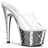 Argent Strass Platform 18 cm STARDUST-701 Mules Talons Hauts