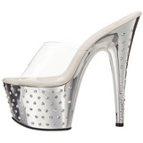 Argent Strass Platform 18 cm STARDUST-701 Mules Talons Hauts