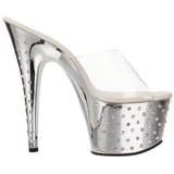 Argent Strass Platform 18 cm STARDUST-701 Mules Talons Hauts