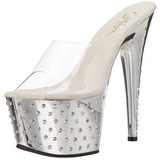 Argent Strass Platform 18 cm STARDUST-701 Mules Talons Hauts