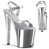 Argent chrome plateforme 20 cm XTREME-809TTG talons hauts pleaser