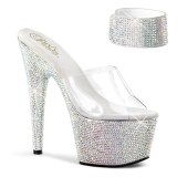 Argent strass 18 cm BEJEWELED-712RS talon haut avec manchette de cheville