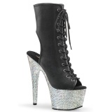 BEJ-1016-7 - 18 cm bottine talon haut femme pleaser strass noir